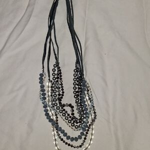 LOFT Multi-Strand Black and Blue Beaded Necklace